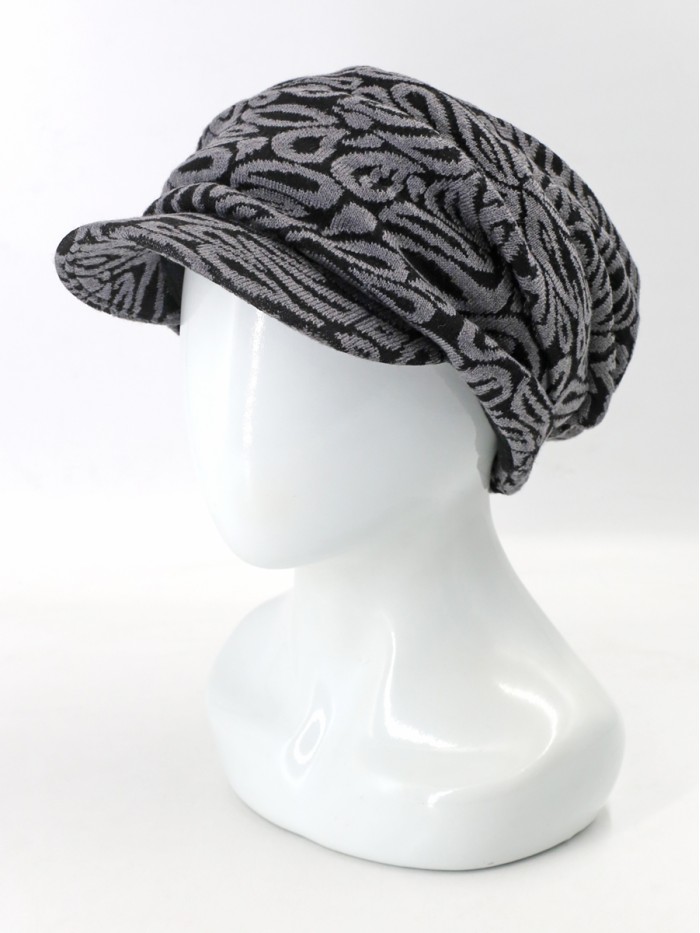 Дизайнерская кепка трикотажная цвет черный-серый меланж Д-427