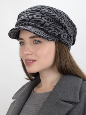 Дизайнерская кепка трикотажная цвет черный-серый меланж Д-427