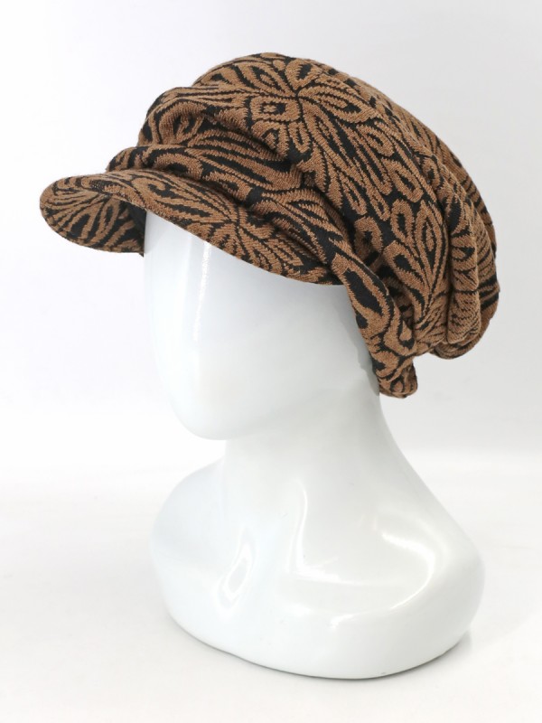 Дизайнерская кепка трикотажная цвет черный-темно-бежевый Д-427