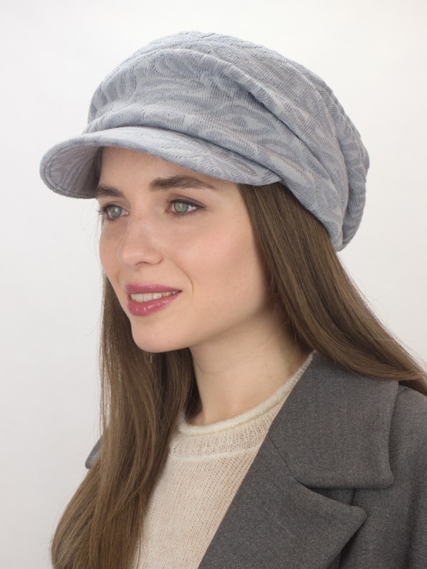 Дизайнерская кепка трикотажная цвет серо-голубой Д-427