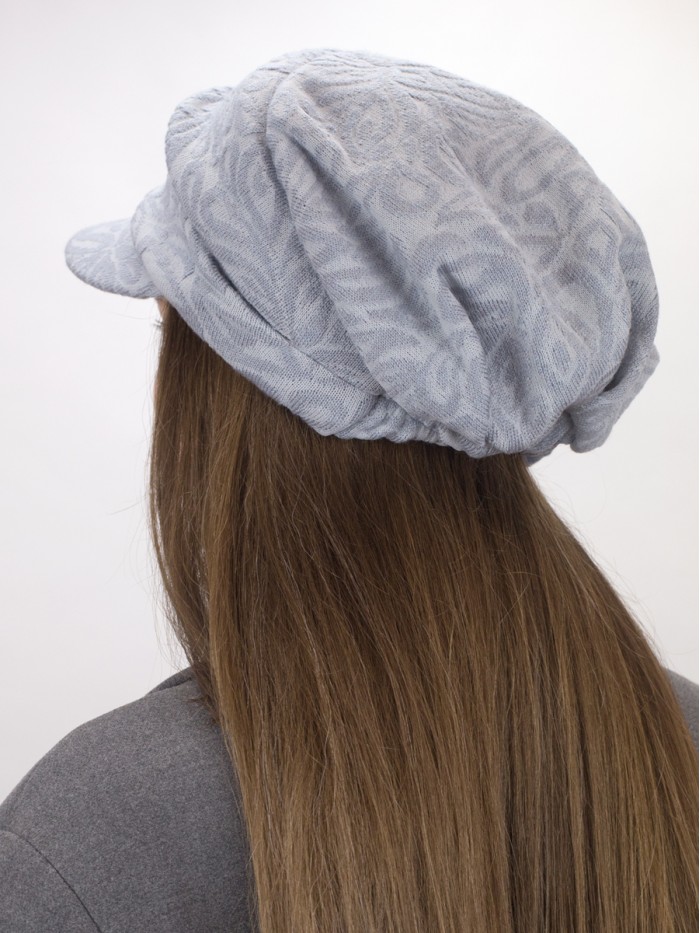 Дизайнерская кепка трикотажная цвет серо-голубой Д-427