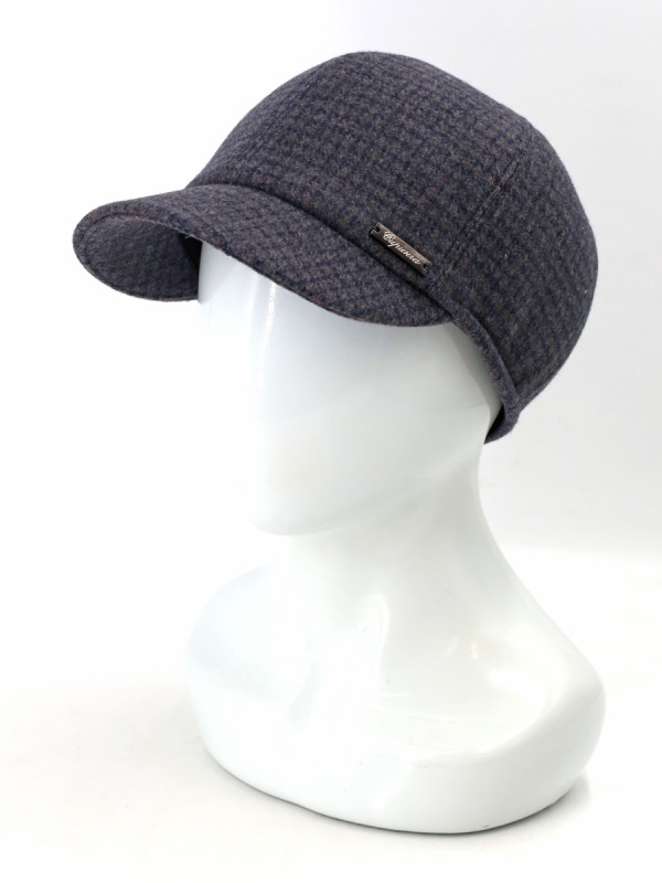 Идеальная бейсболка с ушками цвет серо-бежевый-синий Д-539/1