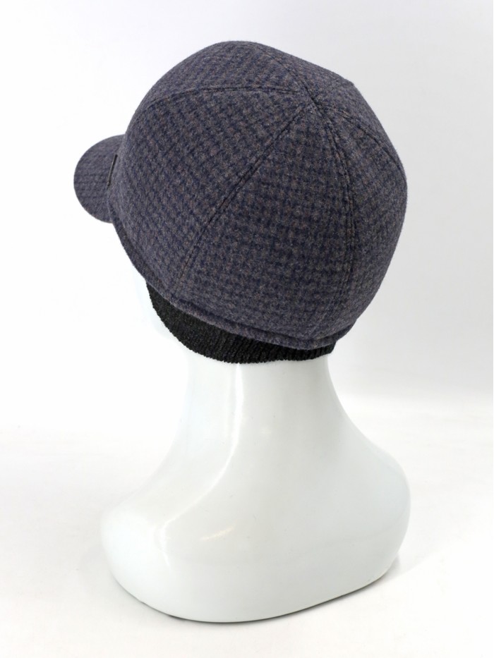 Идеальная бейсболка с ушками цвет серо-бежевый-синий Д-539/1