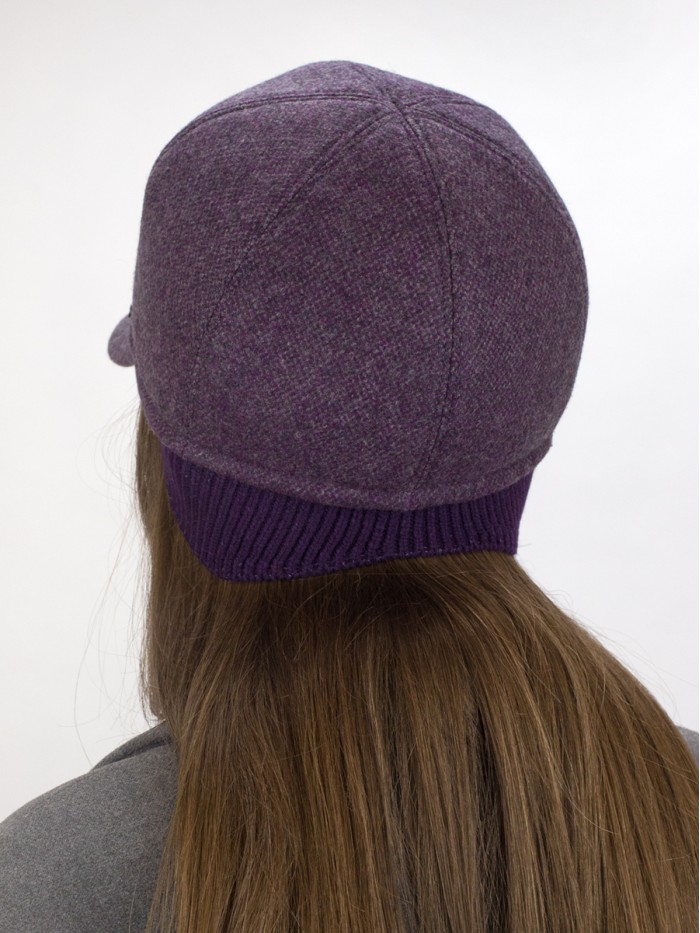 Идеальная бейсболка с ушками цвет сливовый-серый Д-539/1