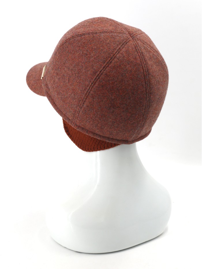 Идеальная бейсболка с ушками цвет терракотовый-серый Д-539/1