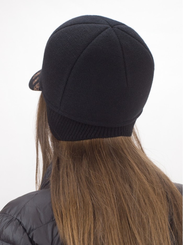 Бейсболка с оригинальным козырьком цвет черный-темно-бежевый Д-539/4Б