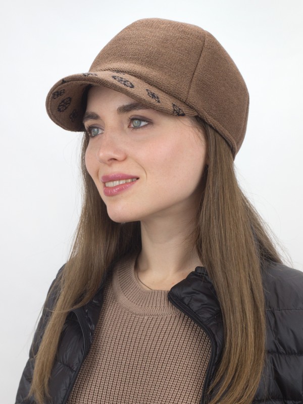 Бейсболка с оригинальным козырьком цвет темно-бежевый-черный Д-539/4Б