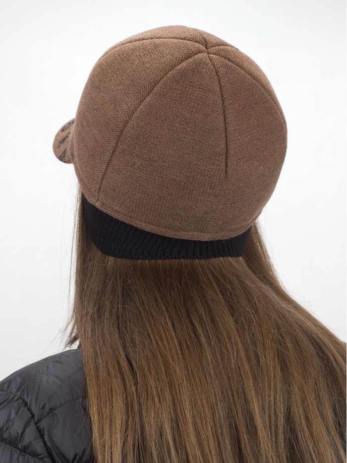 Бейсболка с оригинальным козырьком цвет темно-бежевый-черный Д-539/4Б