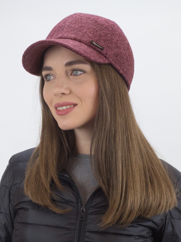 Бейсболка из букле цвет коричневый-бордовый Д-539Н