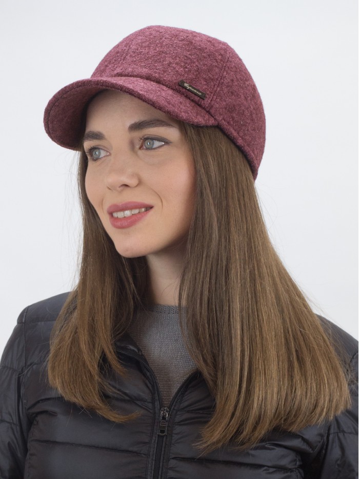Бейсболка из букле цвет коричневый-бордовый Д-539Н