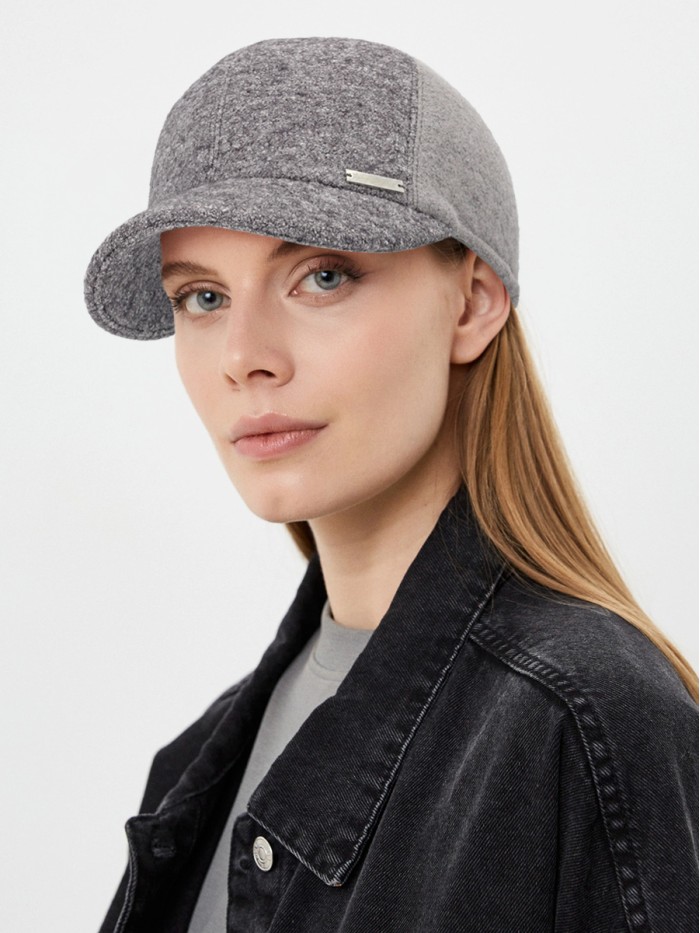 Комбинированная женственная бейсболка цвет светло-серый-серо-перламутровый Д-539НБ