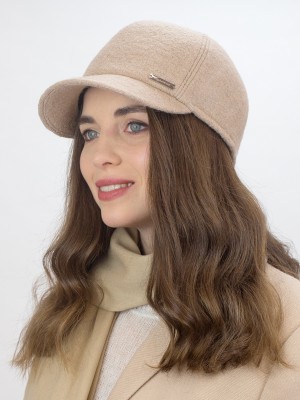 Утепленная бейсболка с ушками цвет бежевый Д-539НФ