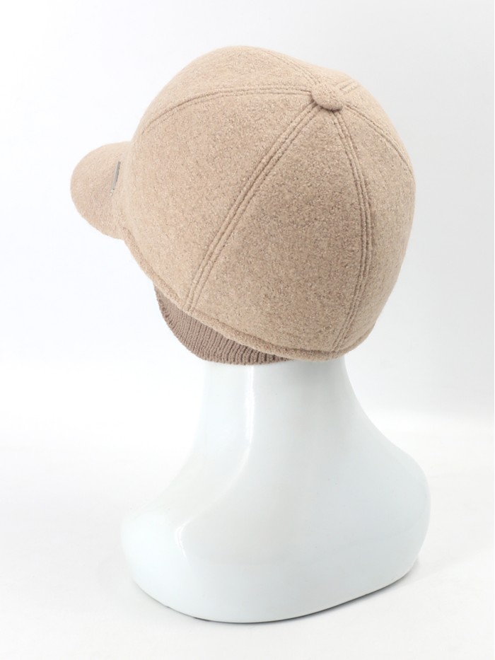 Утепленная бейсболка с ушками цвет бежевый Д-539НФ