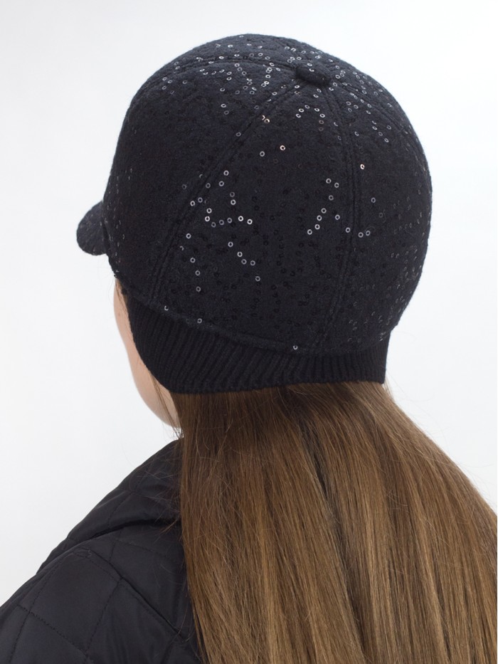 Гламурная бейсболка с пайетками цвет черный Д-539НФ