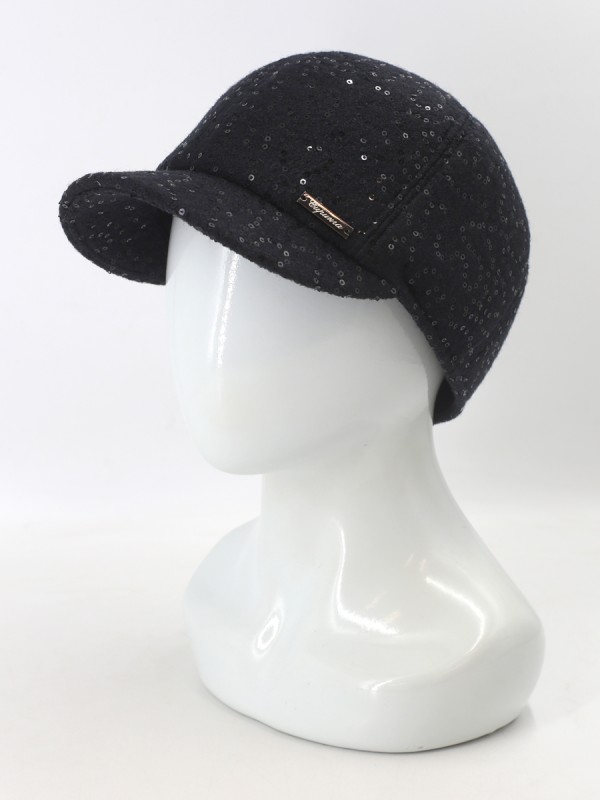 Гламурная бейсболка с пайетками цвет черный Д-539НФ