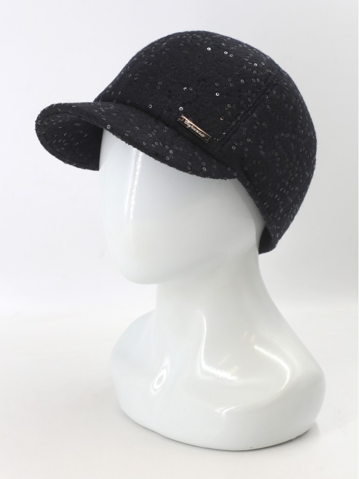 Гламурная бейсболка с пайетками цвет черный Д-539НФ