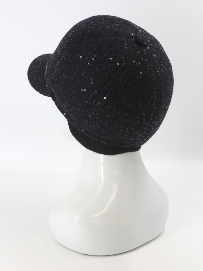 Гламурная бейсболка с пайетками цвет черный Д-539НФ