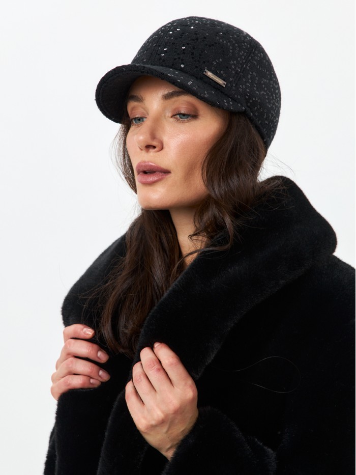 Гламурная бейсболка с пайетками цвет черный Д-539НФ