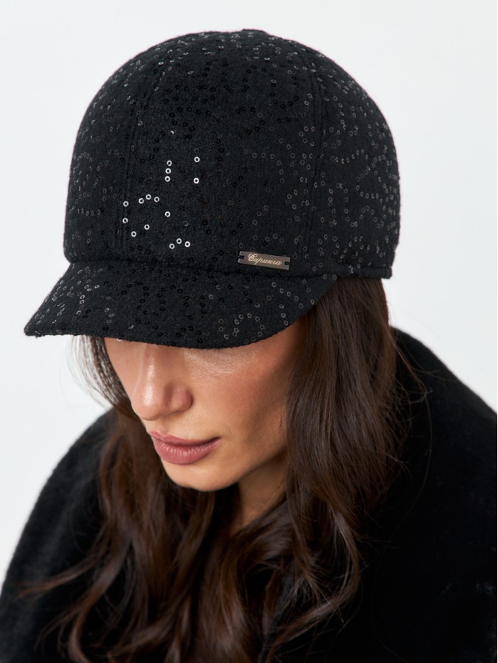 Гламурная бейсболка с пайетками цвет черный Д-539НФ