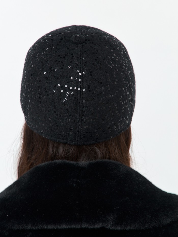 Гламурная бейсболка с пайетками цвет черный Д-539НФ