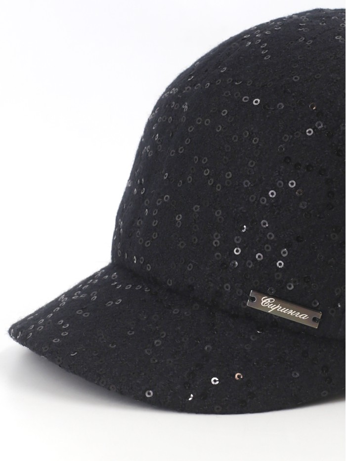 Гламурная бейсболка с пайетками цвет черный Д-539НФ