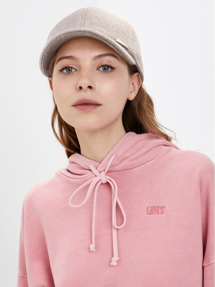 Утепленная бейсболка с ушками цвет какао с молоком Д-539НФ