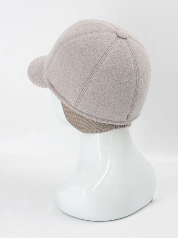 Утепленная бейсболка с ушками цвет какао с молоком Д-539НФ