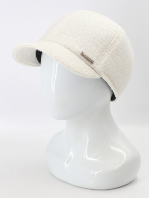 Гламурная бейсболка с пайетками цвет молочный Д-539НФ