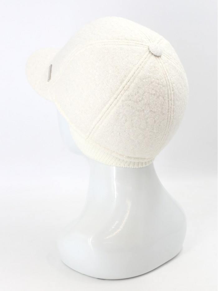 Гламурная бейсболка с пайетками цвет молочный Д-539НФ