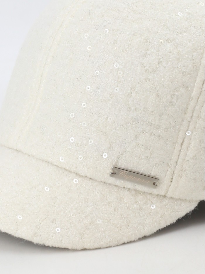 Гламурная бейсболка с пайетками цвет молочный Д-539НФ