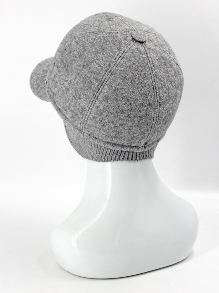 Утепленная бейсболка с ушками цвет серый меланж Д-539НФ