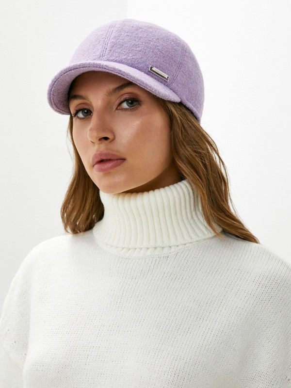 Утепленная бейсболка с ушками цвет сиреневый Д-539НФ
