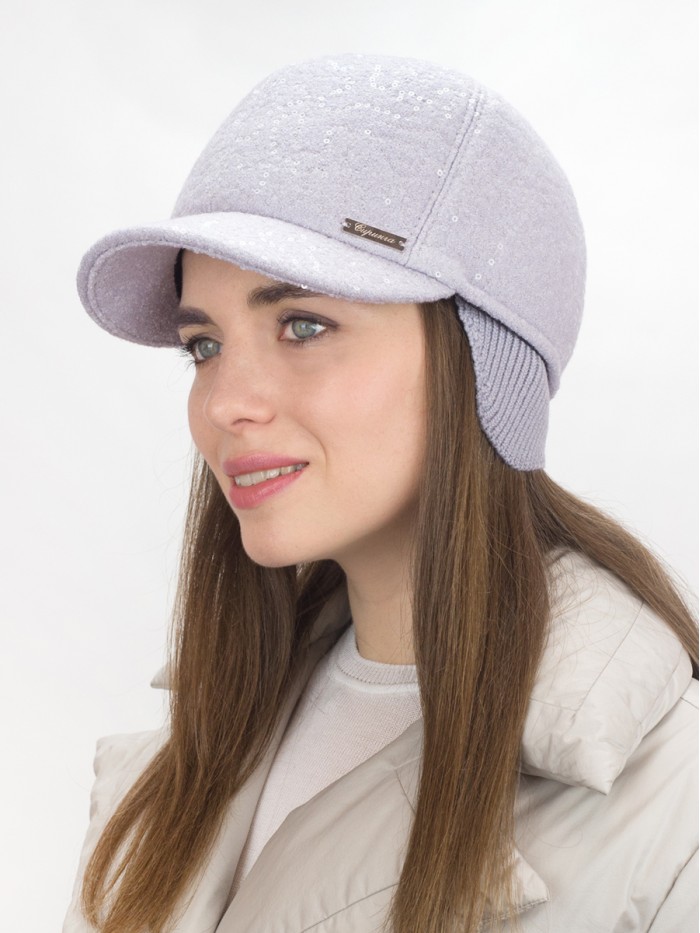 Гламурная бейсболка с пайетками цвет светло-серый Д-539НФ