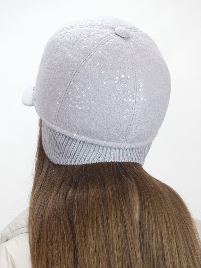 Гламурная бейсболка с пайетками цвет светло-серый Д-539НФ