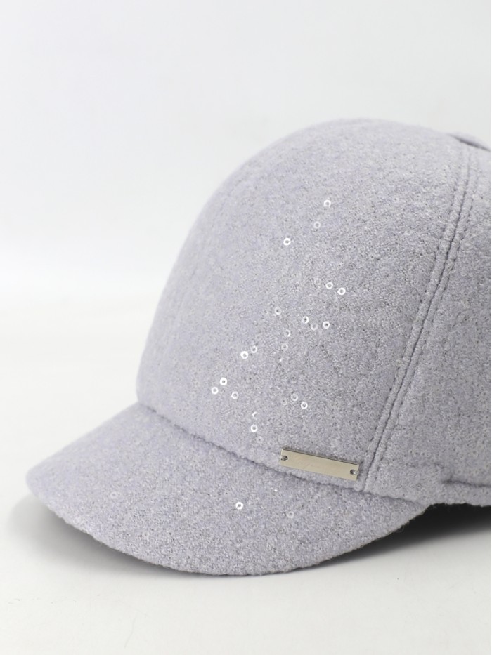 Гламурная бейсболка с пайетками цвет светло-серый Д-539НФ