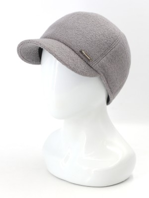 Утепленная бейсболка с ушками цвет светло-серый Д-539НФ