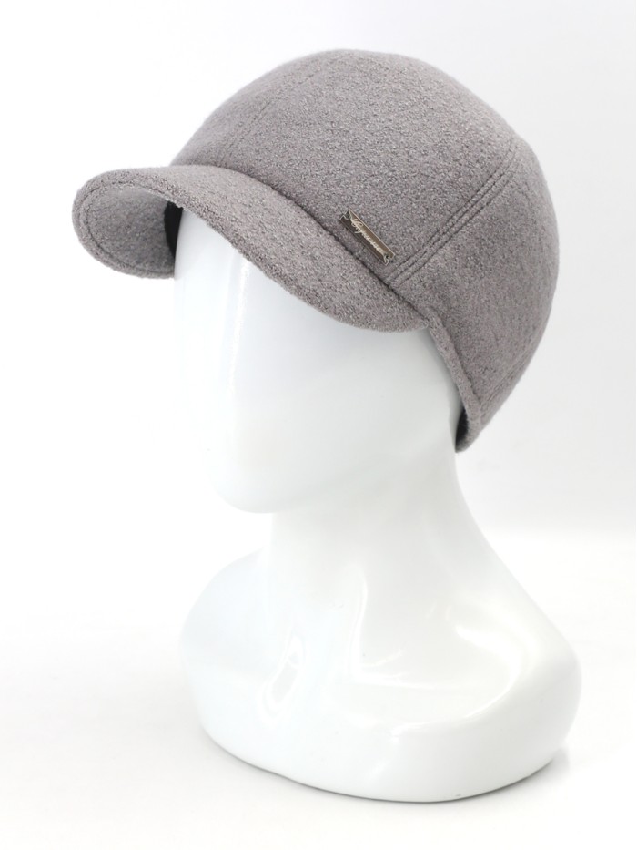 Утепленная бейсболка с ушками цвет светло-серый Д-539НФ
