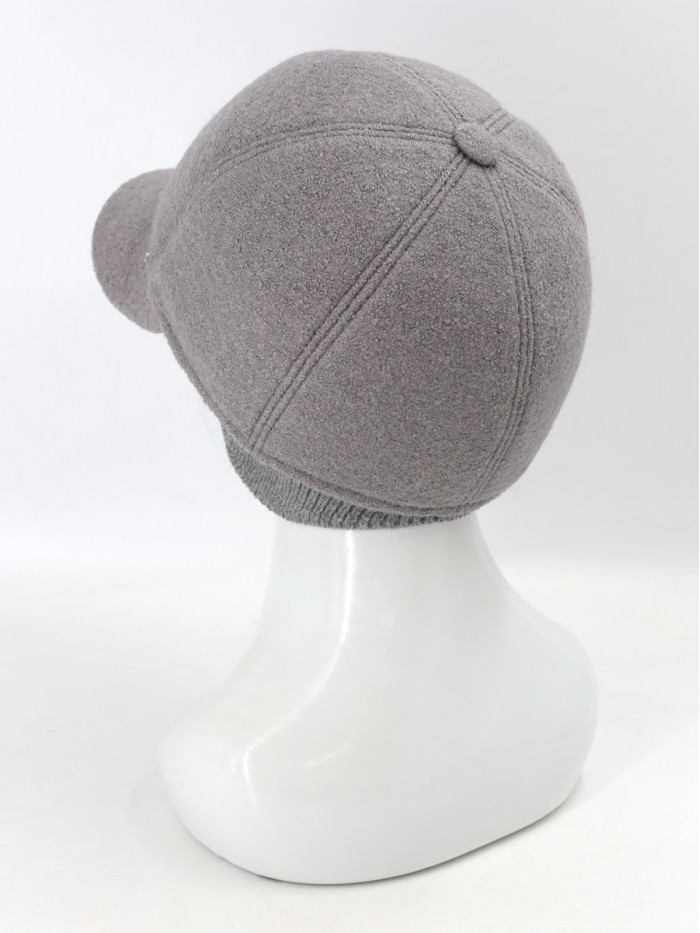 Утепленная бейсболка с ушками цвет светло-серый Д-539НФ