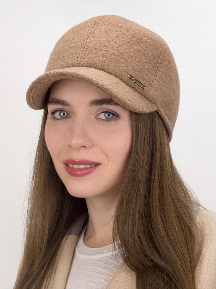 Утепленная кепка женская с флисом и ушками темно-бежевый Д-539НФ