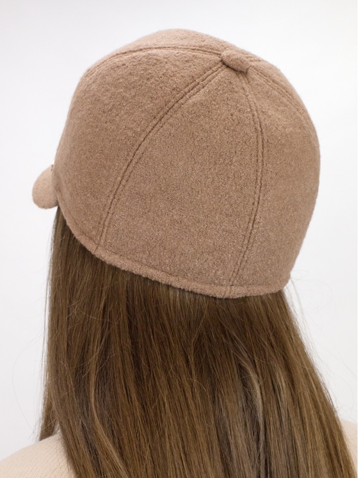 Утепленная кепка женская с флисом и ушками темно-бежевый Д-539НФ
