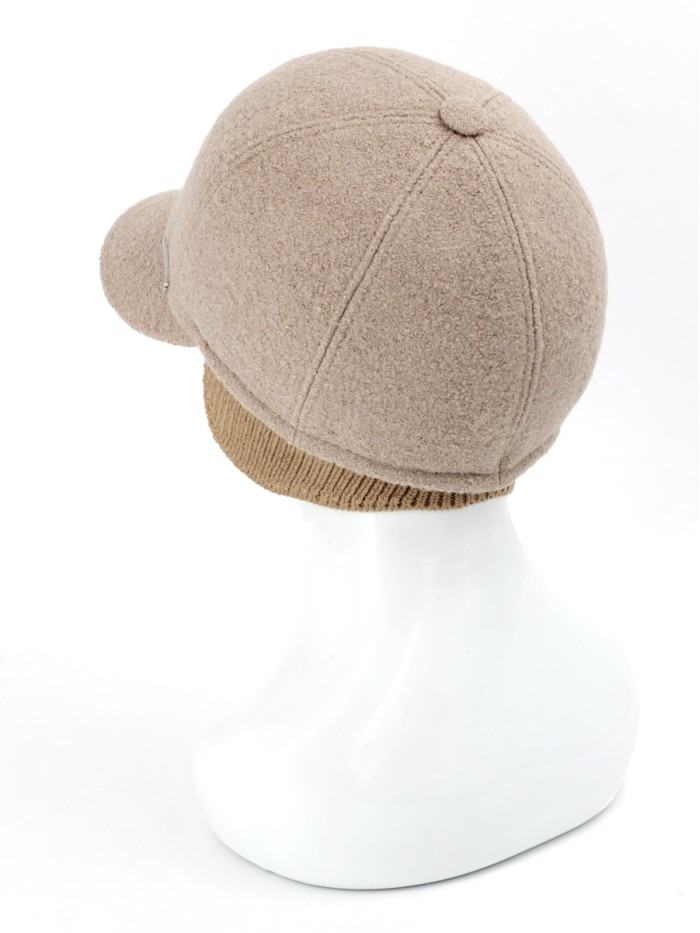 Утепленная кепка женская с флисом и ушками темно-бежевый Д-539НФ