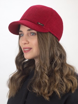 Утепленная бейсболка с ушками цвет темно-красный Д-539НФ