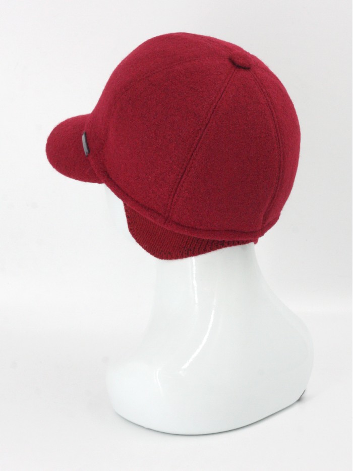 Утепленная бейсболка с ушками цвет темно-красный Д-539НФ
