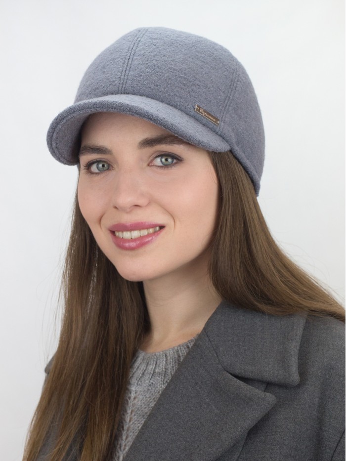 Утепленная бейсболка с ушками цвет темно-серый Д-539НФ