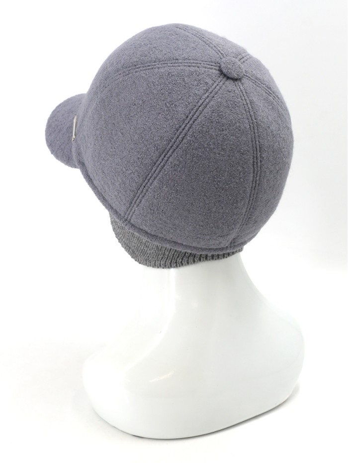 Утепленная бейсболка с ушками цвет темно-серый Д-539НФ
