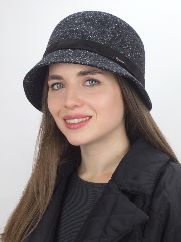 Мягкая шляпка цвет черный-молочный-серый  Д-540А