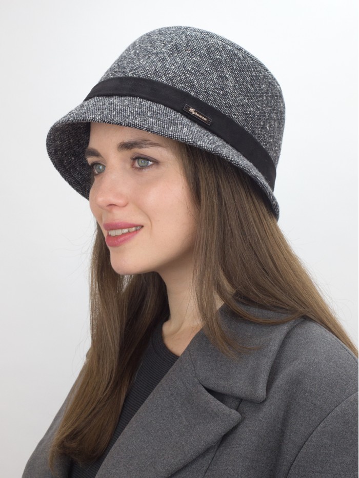 Мягкая шляпка цвет черный-средне-серый 2 Д-540А