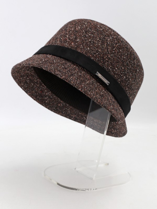 Мягкая шляпка  цвет коричневый-черный Д-540А Мягкая шляпка  цвет коричневый-черный Д-540А