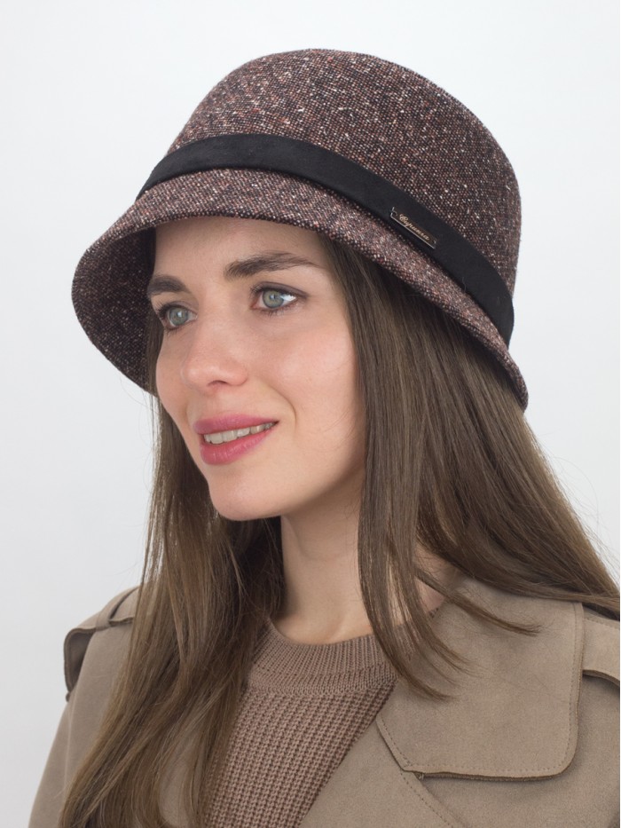 Мягкая шляпка  цвет коричневый-черный Д-540А