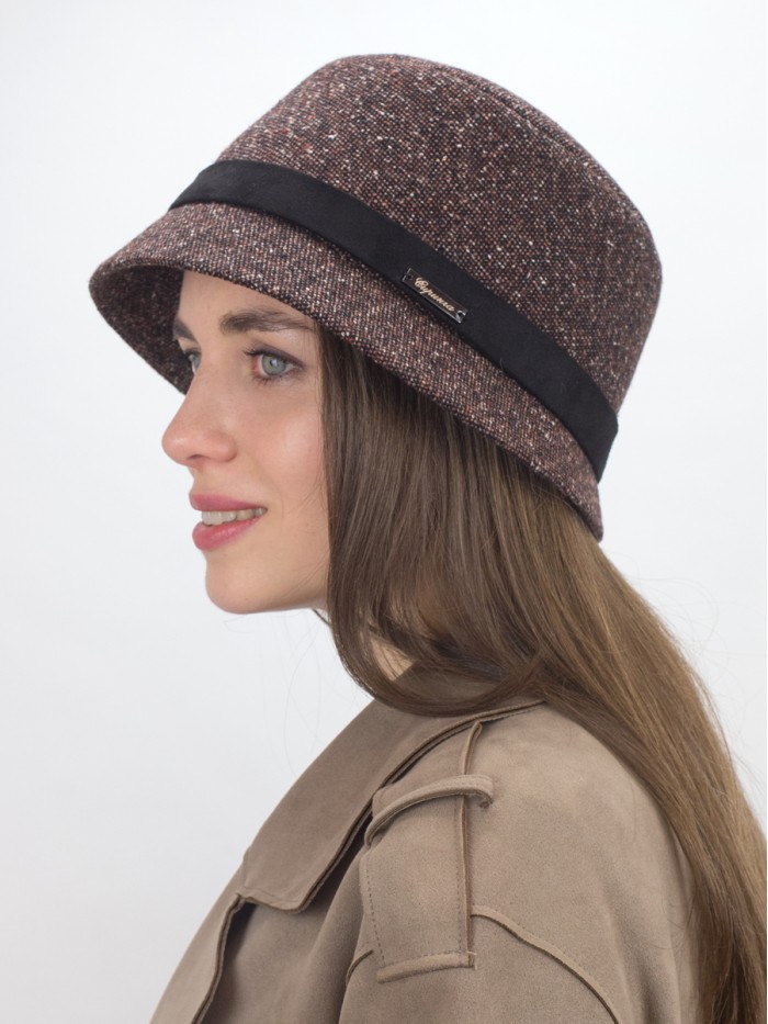 Мягкая шляпка цвет коричневый-черный Д-540А